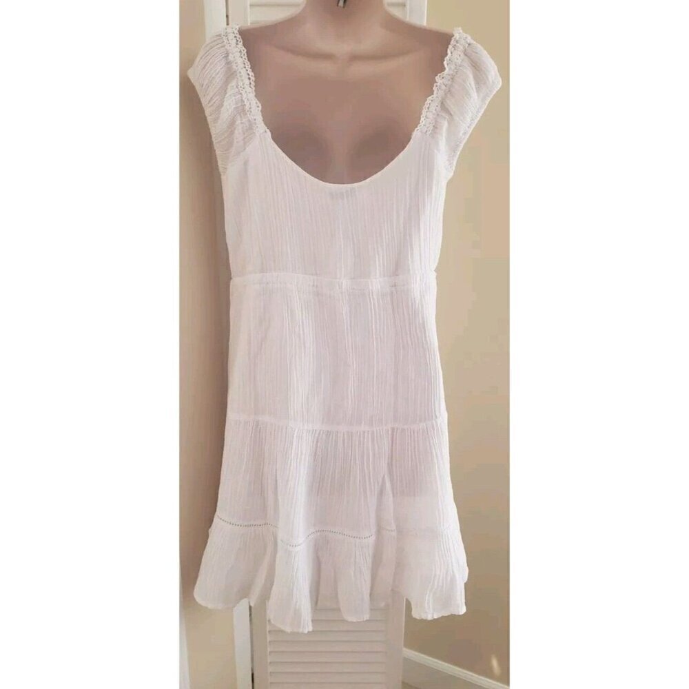 NWT GUESS CIEL WHITE CROCHET-TRIM A-LINE DRESS SZ SMALL - Picture 7 of 9